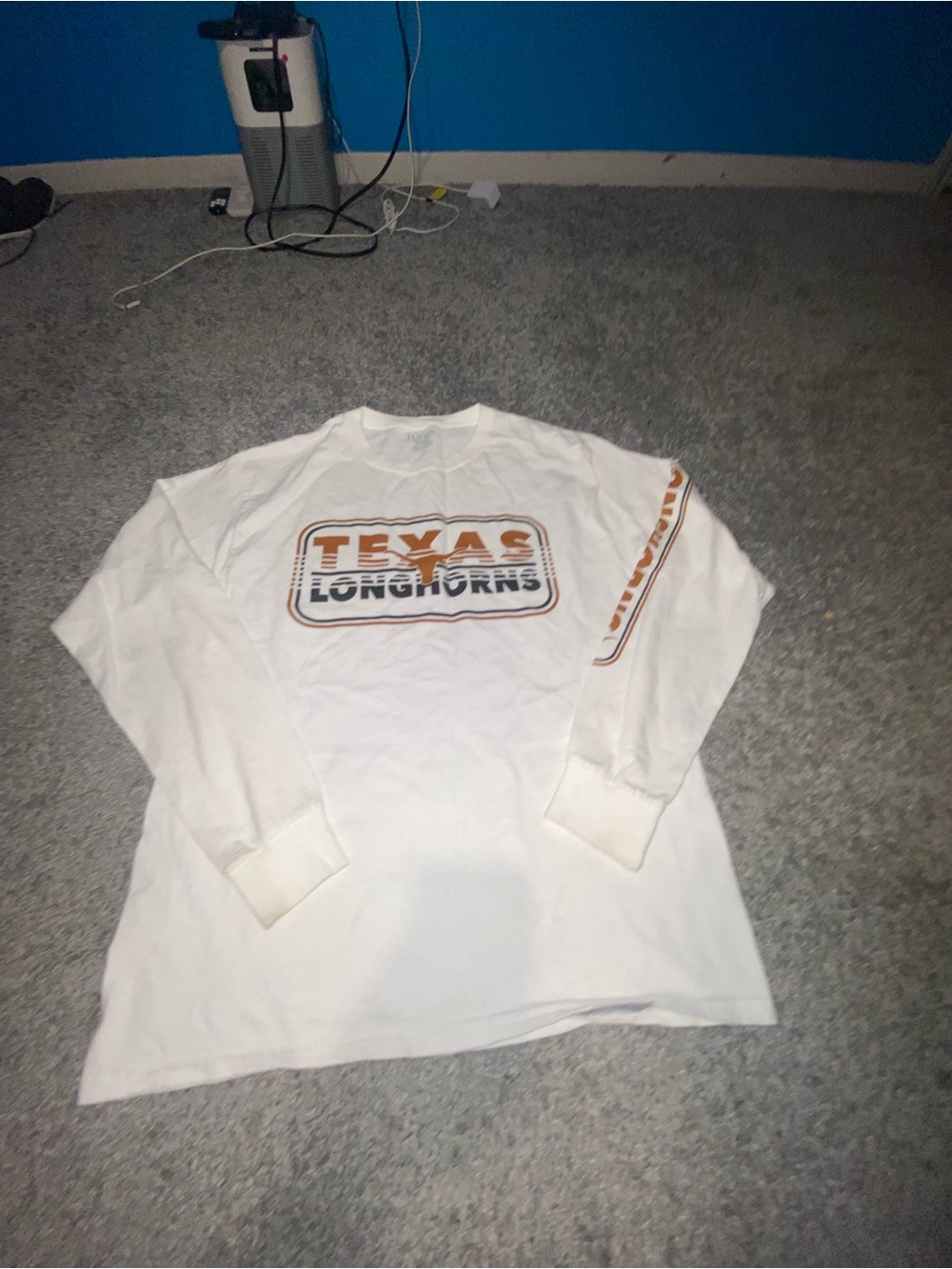Hanes White Long Sleeve Texas Longhorns Graphic Tee with Orange Accent